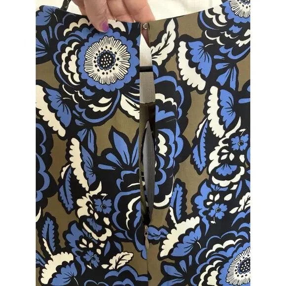 NWT Express Blue Brown Floral Cropped Wide Leg Jumpsuit Size 4 Pockets - Picture 5 of 11